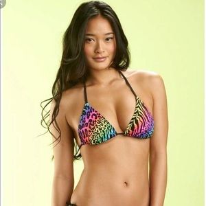Roxy rainbow leopard/zebra print bikini. Medium.